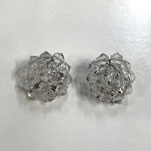 Vintage Clear Glass Cluster Clip Earrings